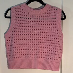 Pink Sleeveless Knit Sweater